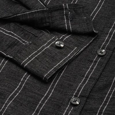 Men's Black Slim Fit Striped Casual Shirt