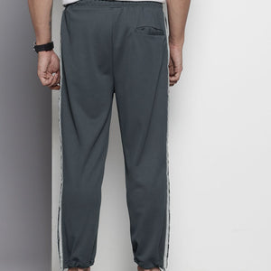 Men's Grey Relaxed Fit Printed Wide Leg Joggers