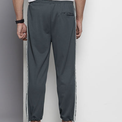 Men's Grey Relaxed Fit Printed Wide Leg Joggers