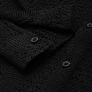 Men's Black Regular Fit Textured Resort Wear Shirt