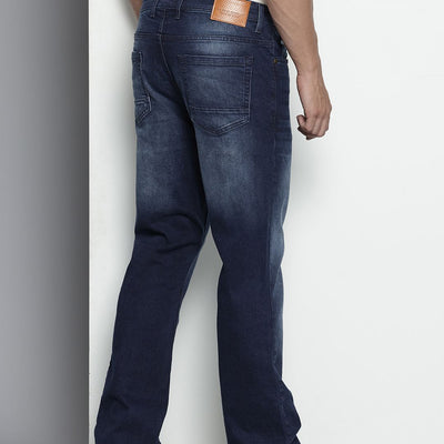 Men's Blue Bootcut Solid Stretchable Jeans