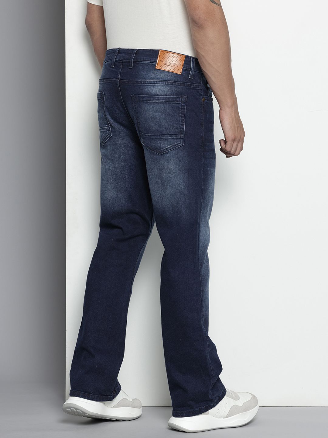 Men's Blue Bootcut Solid Stretchable Jeans