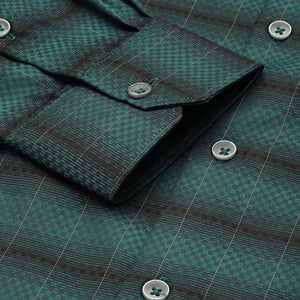 Men's Green Slim Fit Checked Formal Shirt