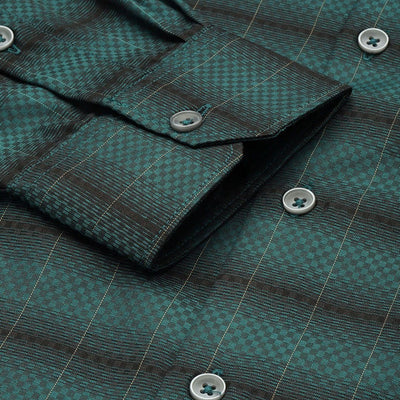 Men's Green Slim Fit Checked Formal Shirt