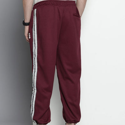 Men's Maroon Relaxed Fit Printed Wide Leg Joggers