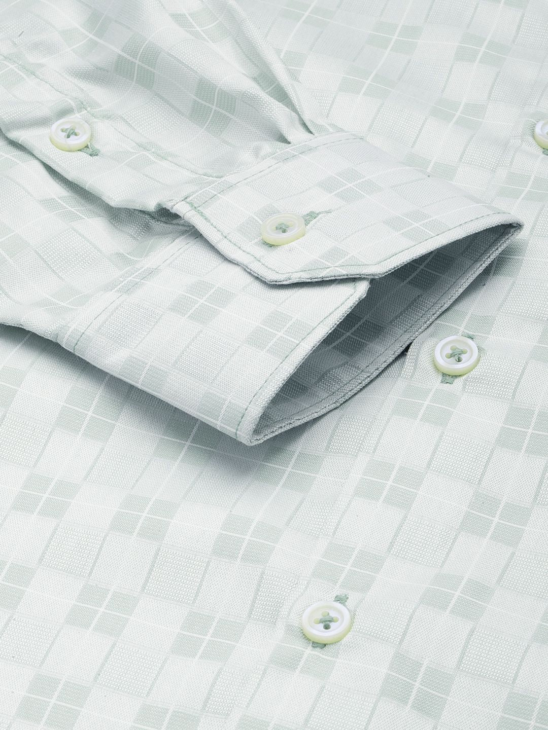 Men's Green Slim Fit Checked Formal Shirt