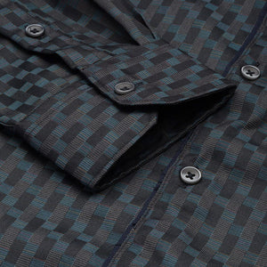 Men's Green Slim Fit Checked Formal Shirt