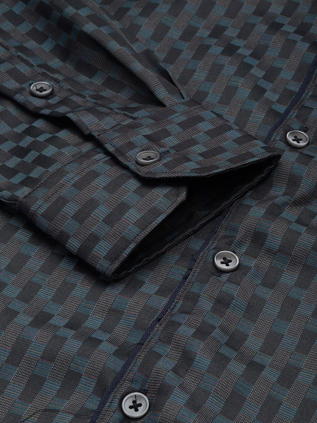 Men's Green Slim Fit Checked Formal Shirt