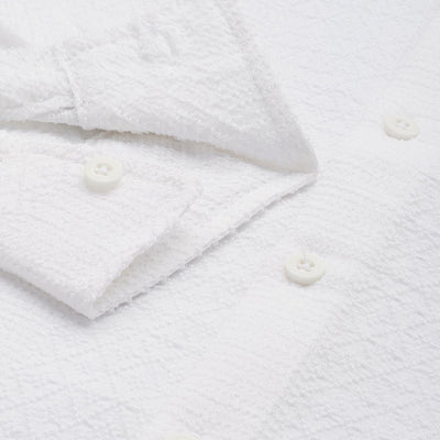 Men's White Regular Fit Solid Resort Wear Shirt
