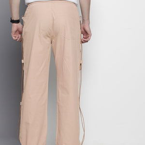 Men's Khaki Relaxed Fit Solid Utility Cargo Jogger