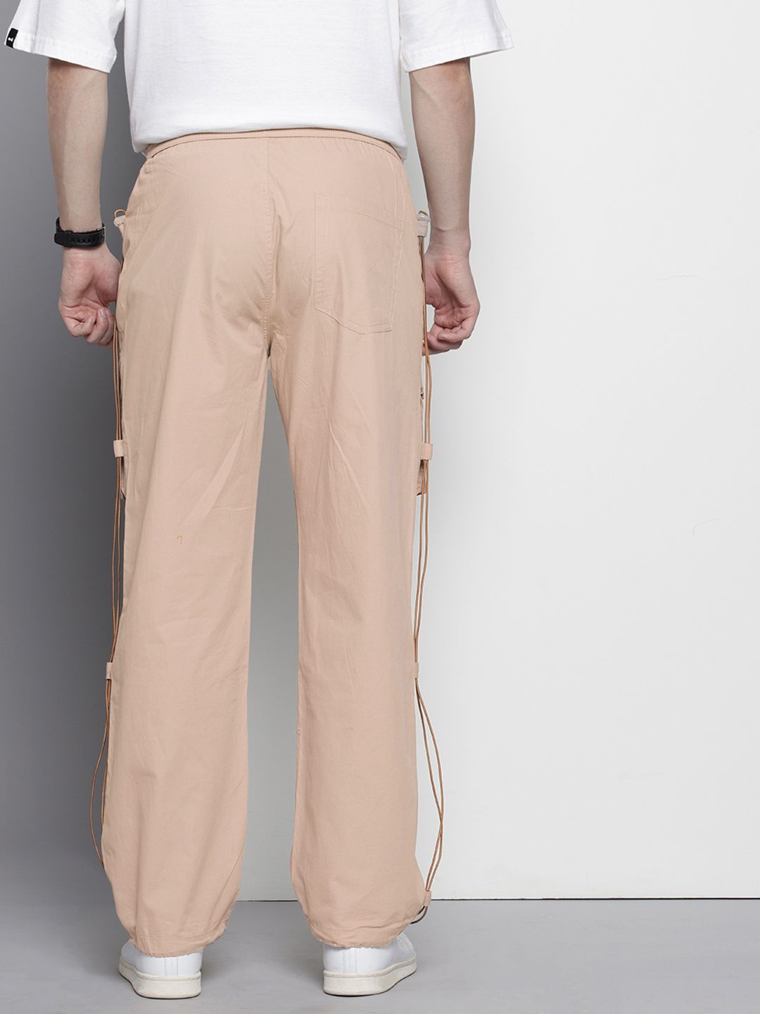 Men's Khaki Relaxed Fit Solid Utility Cargo Jogger