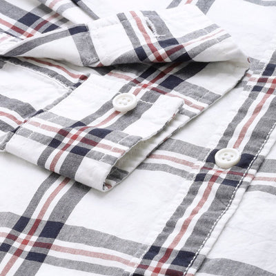 Men's White Slim Fit Checked Casual Shirt