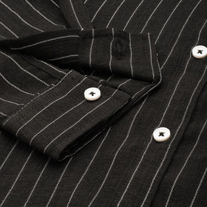 Men's Black Slim Fit Striped Casual Shirt