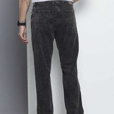 Men's Black Vintage Straight Fit Distressed Jeans