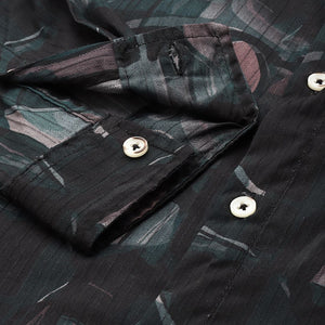 Men's Black Slim Fit Abstract Print Party Wear Shirt