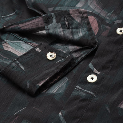 Men's Black Slim Fit Abstract Print Party Wear Shirt