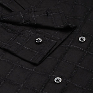 Men's Black Slim Fit Checked Party Wear Shirt