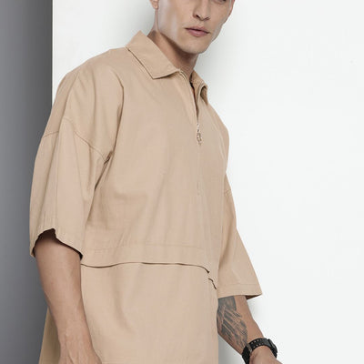 Men's Light Green Oversized Solid Street Wear Shirt