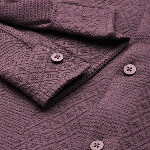 Men's Purple Regular Fit Solid Resort Wear Shirt