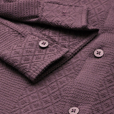Men's Purple Regular Fit Solid Resort Wear Shirt