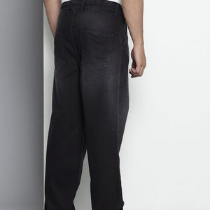 Men's Black Relaxed Fit Solid Denim Joggers