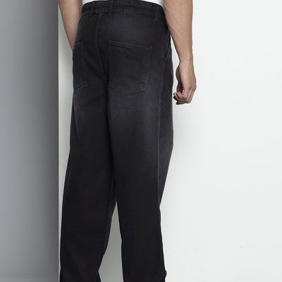 Men's Black Relaxed Fit Solid Denim Joggers