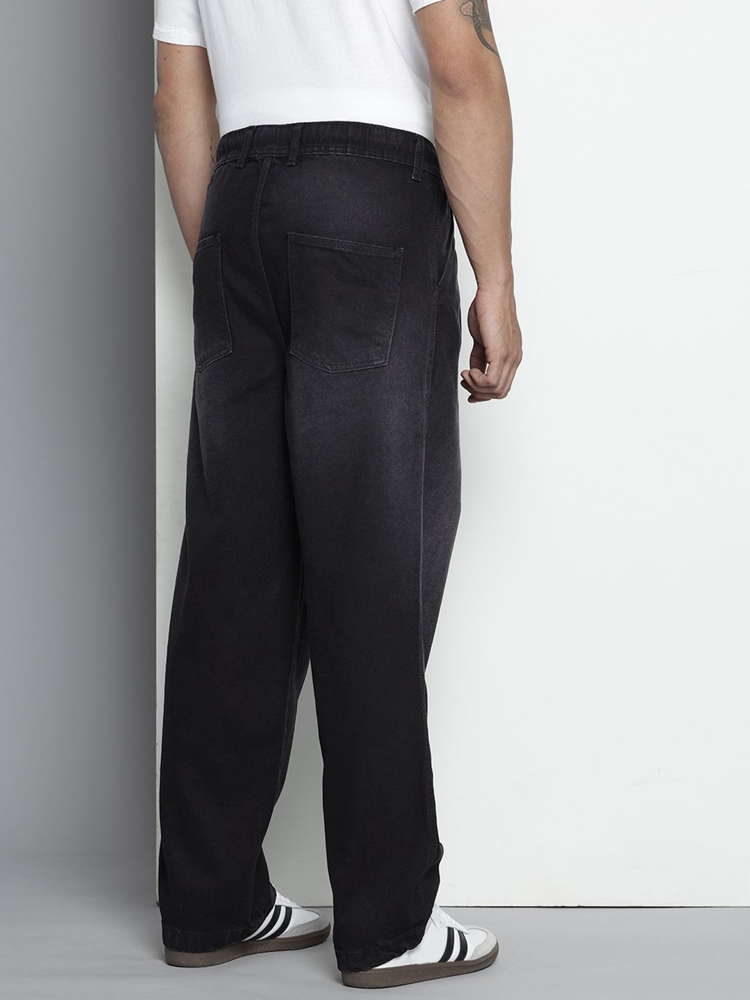 Men's Black Relaxed Fit Solid Denim Joggers