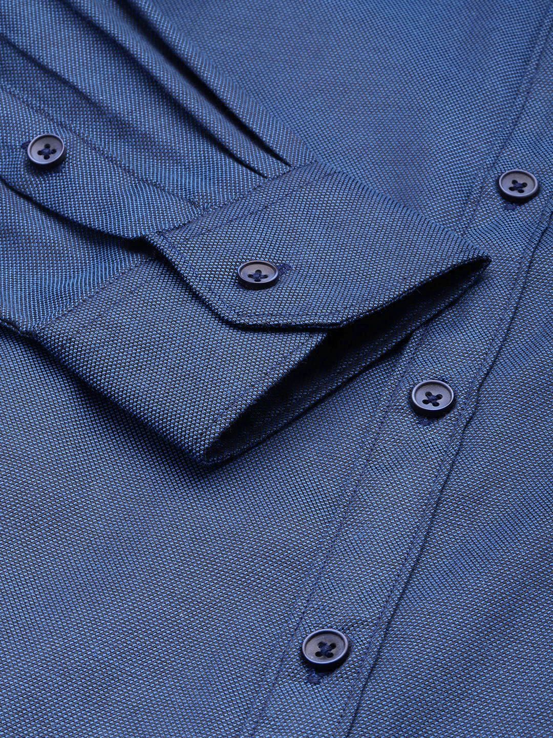 Men's Blue Slim Fit Solid Formal Shirt