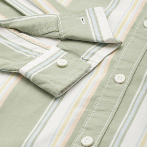 Men's Green Slim Fit Striped Casual Shirt