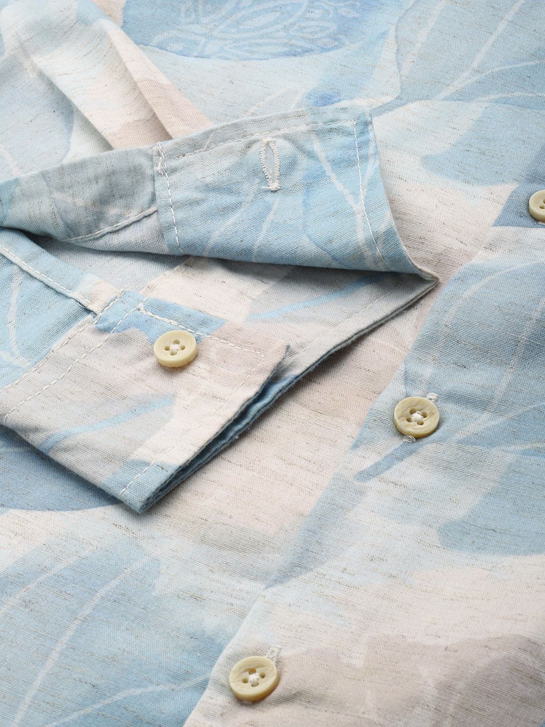 Men's Beige Regular Fit Floral Resort Wear Shirt