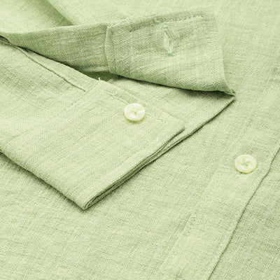 Men's Green Slim Fit Vertical Striped Casual Shirt