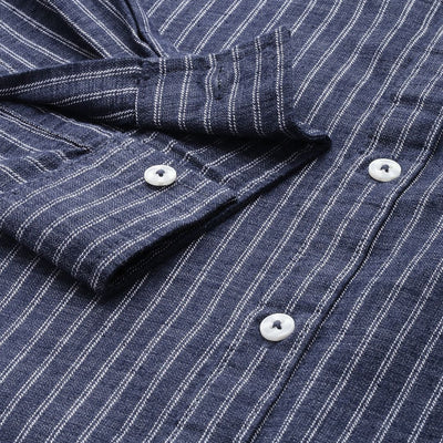 Men's Navy Blue Slim Fit Striped Casual Shirt