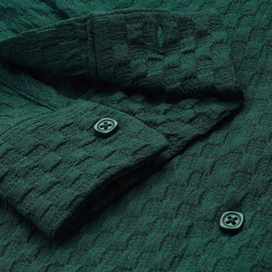 Men's Green Relaxed Fit Solid Resort Wear Shirt