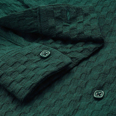Men's Green Relaxed Fit Solid Resort Wear Shirt