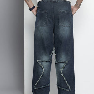 Men's Blue Relaxed Fit Solid Denim Joggers