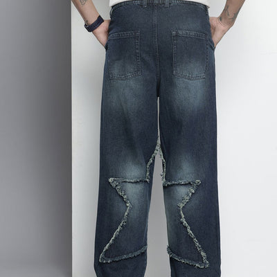 Men's Blue Relaxed Fit Solid Denim Joggers