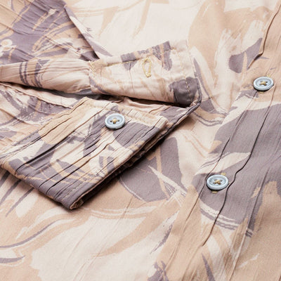 Men's Beige Slim Fit Abstract Print Party Wear Shirt