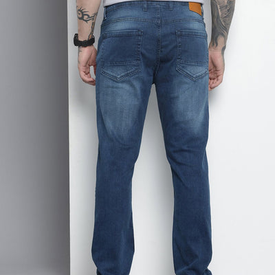 Men's Blue Slim Straight Fit Solid Jeans