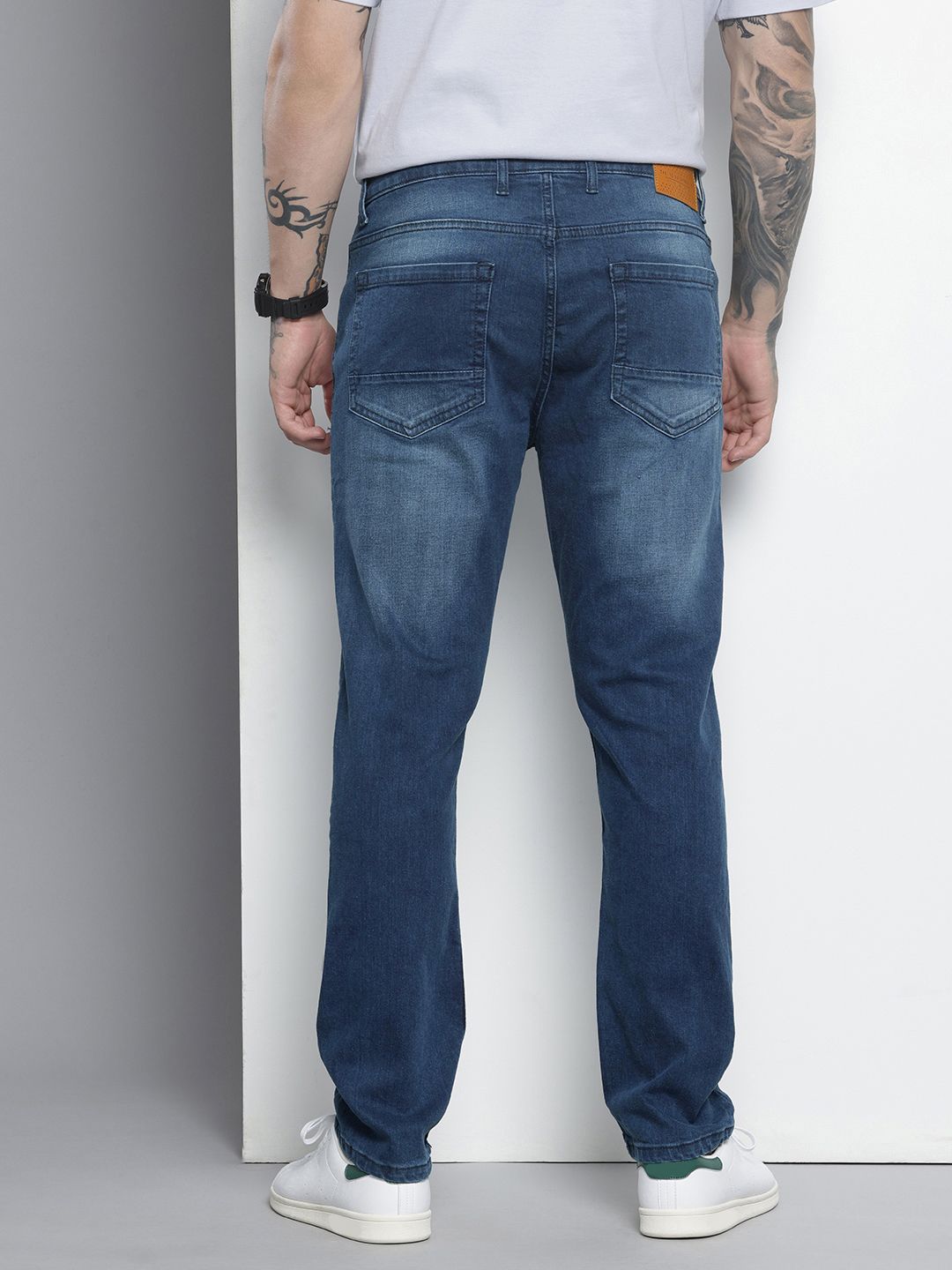 Men's Blue Slim Straight Fit Solid Jeans