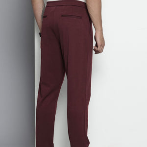 Men's Maroon Relaxed Fit Solid Chinos