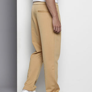 Men's Brown Relaxed Fit Solid Chinos