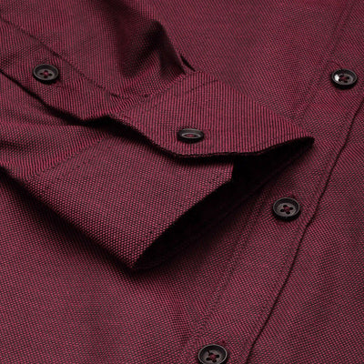 Men's Burgundy Slim Fit Solid Formal Shirt