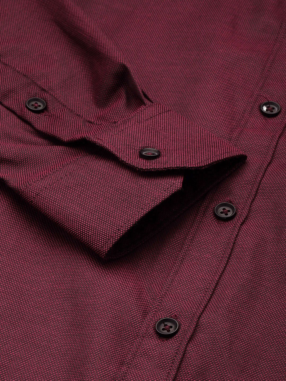 Men's Burgundy Slim Fit Solid Formal Shirt