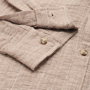 Men's Brown Slim Fit Vertical Striped Casual Shirt