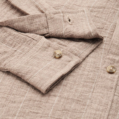 Men's Brown Slim Fit Vertical Striped Casual Shirt