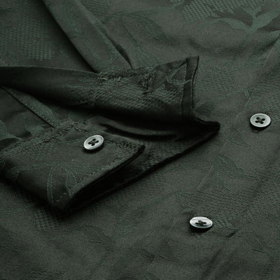 Men's Green Slim Fit Textured Party Wear Shirt