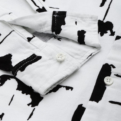 Men's White Regular Fit Printed Casual Shirt