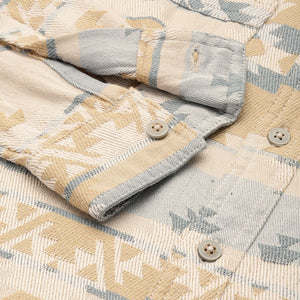 Men's Beige Relaxed Fit Textured Resort Wear Shirt