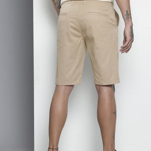Men's Beige Regular Fit Solid Chino Shorts