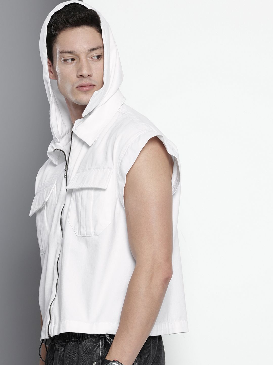 Men's White Oversized Solid Street Wear Shirt